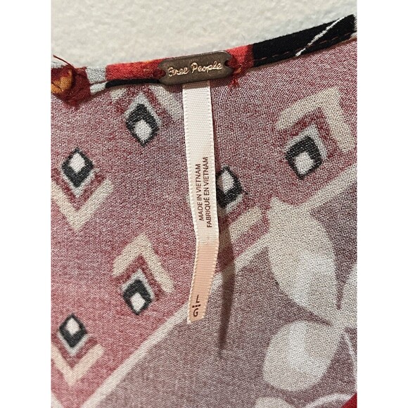 Free People Dress Women’s Large Ride to the Sunset Red Tunic Top Mini Hippie - Picture 5 of 10